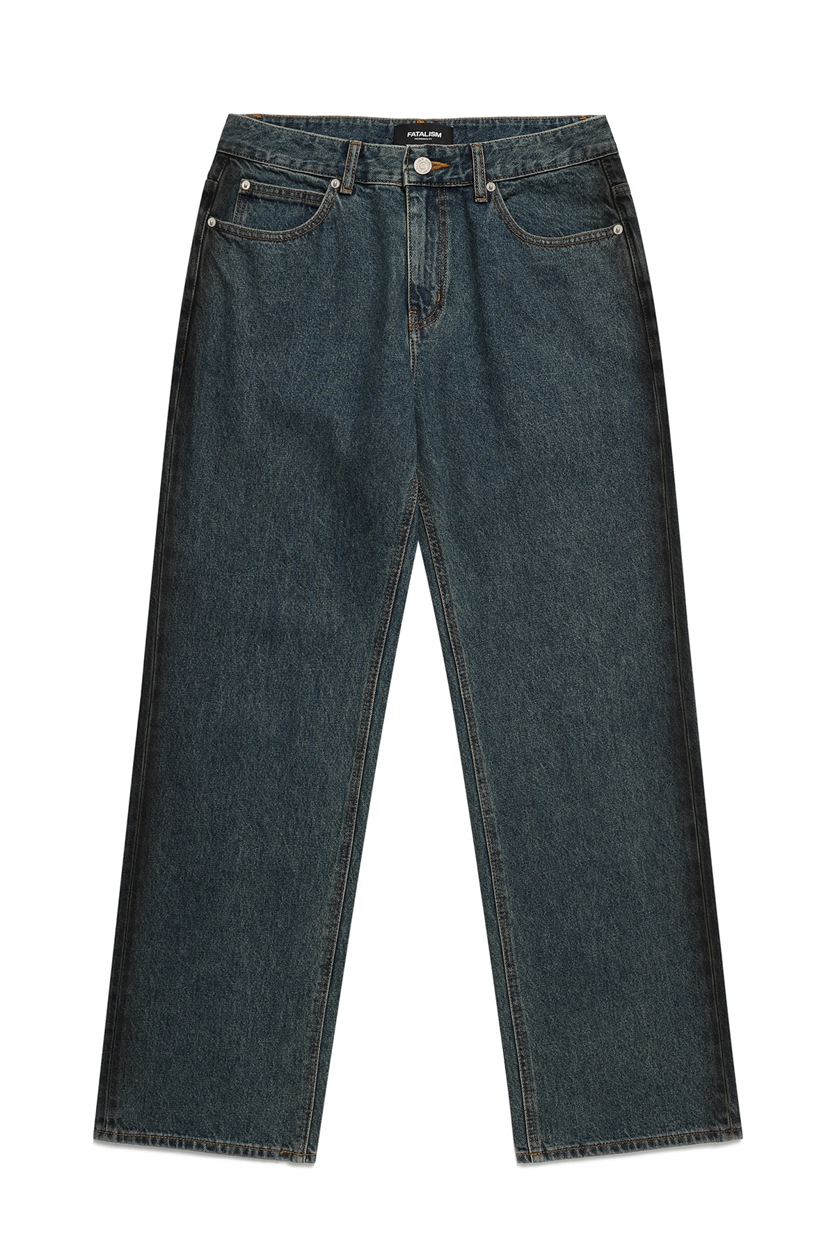 #0307 Retro bluish green wide jeans