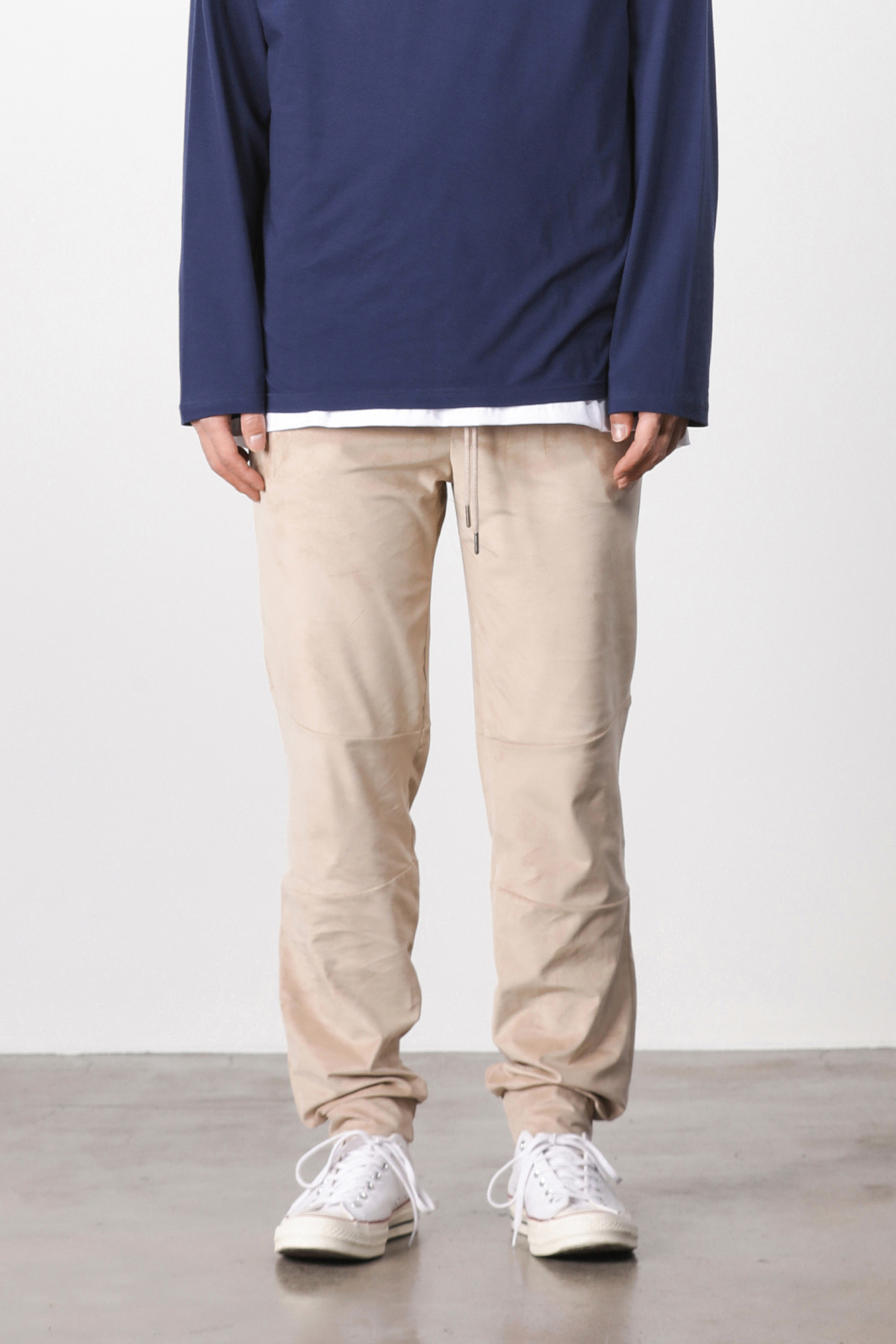 #jp05 Suede loose fit pants (beige)
