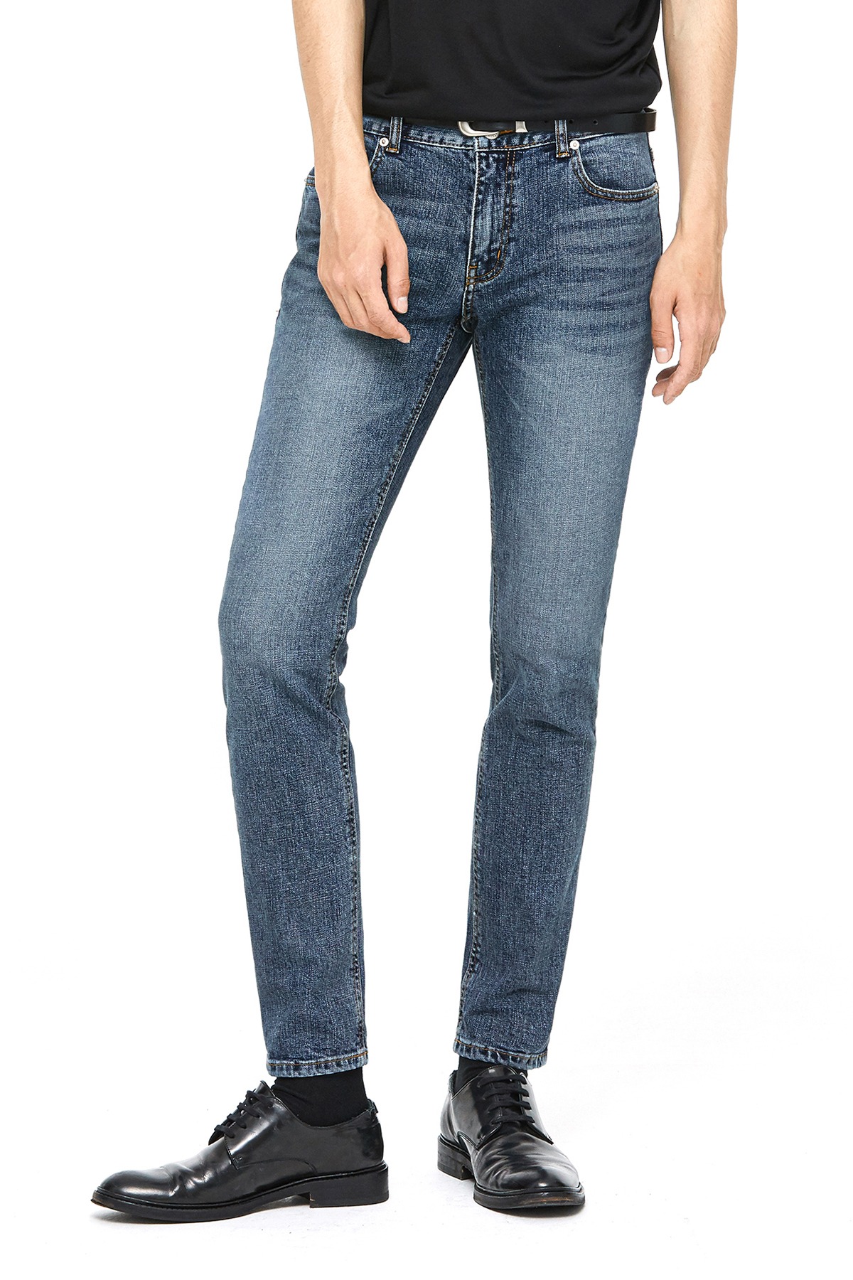 #0085 greysh blue crop jeans
