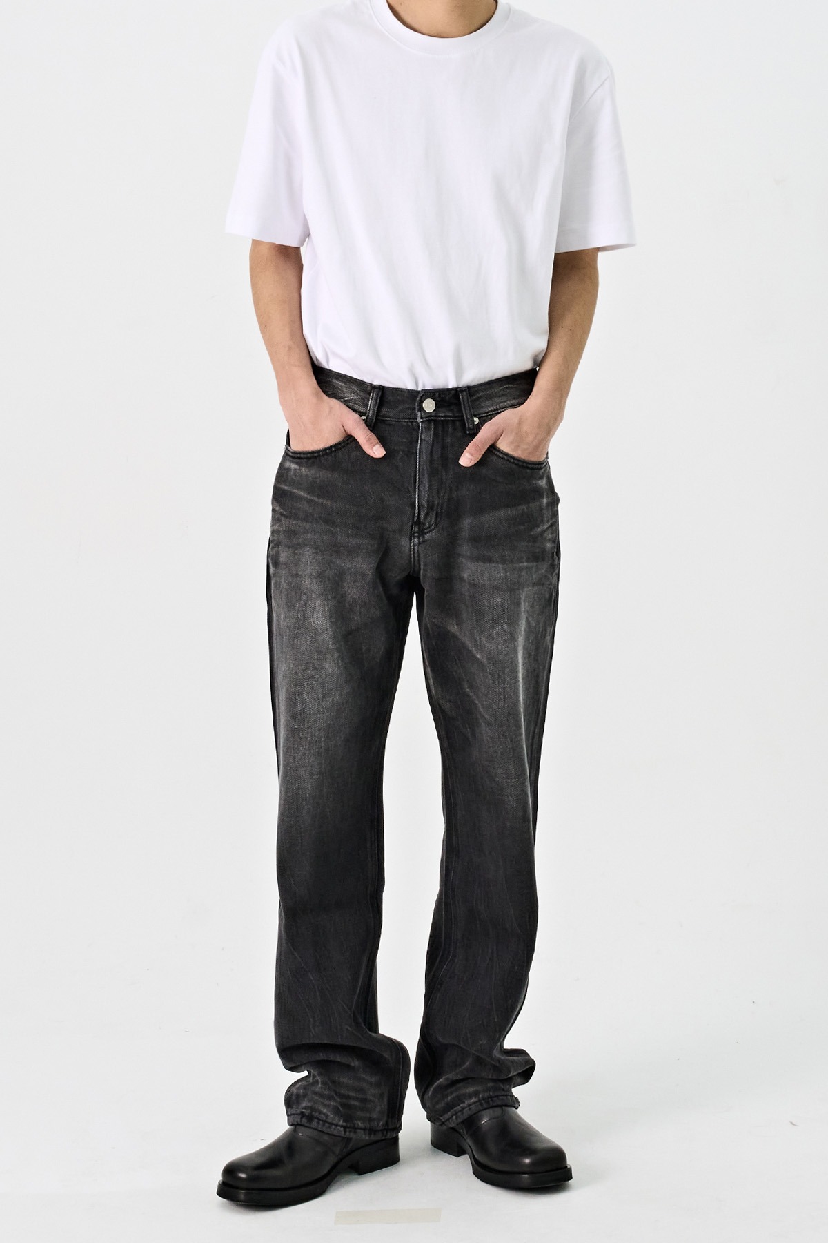 #0305 Vintage popliteus destoryed wide jeans